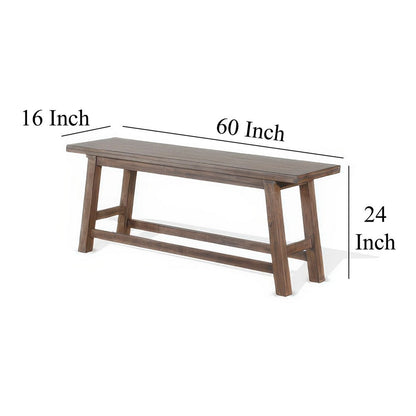 Yael Counter Height Bench, Light Brown Mahogany, Mindi Wood, 60 Inch