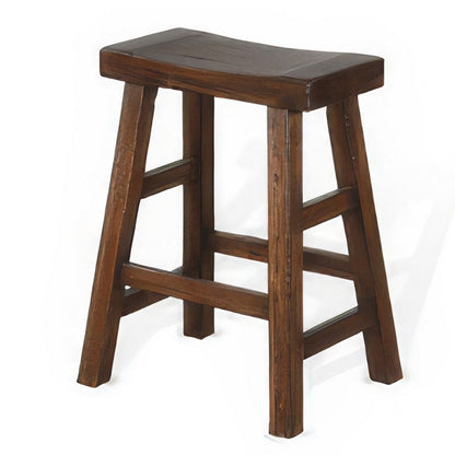 Reggie Counter Stool Set of 2, Saddle Seat Mocha Brown Mahogany