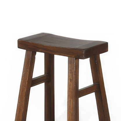 Reggie Barstool Set of 2, Saddle Seat, Mocha Brown Mahogany, 30 Inch