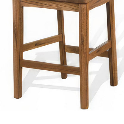 Marv Counter Height Chair Set of 2, Wooden Seat, Oak Brown Wood Finish