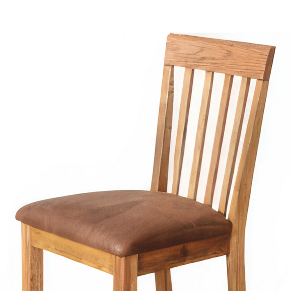 Marv Counter Height Chair Set of 2, Faux Leather, Light Brown, 24 Inch