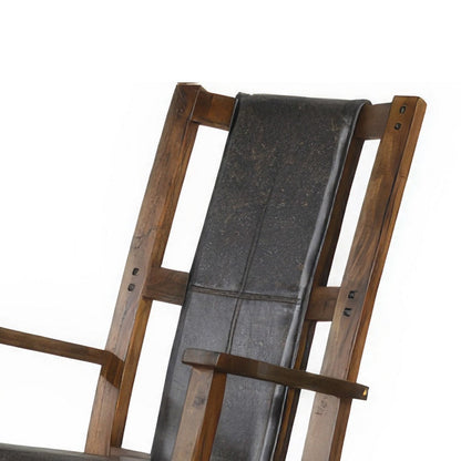 Jenne Rocking Chair, Faux Leather Seat and Back, Antique Dark Brown