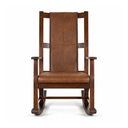 Odel Rocking Chair, Faux Leather Seat and Back, Dark Chocolate Brown