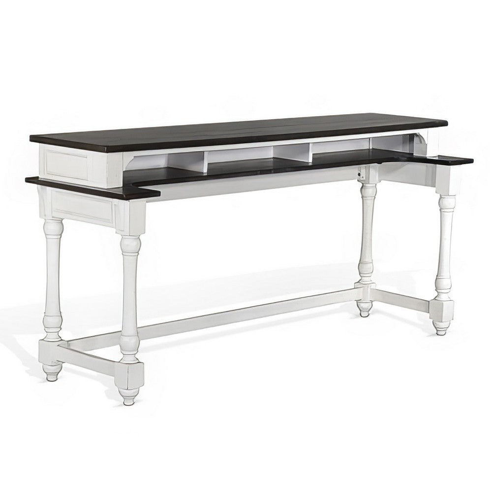 Orso Console Table, 76 Inch Rectangular Brown Top, White Mahogany
