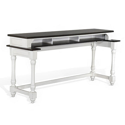 Orso Console Table, 76 Inch Rectangular Brown Top, White Mahogany