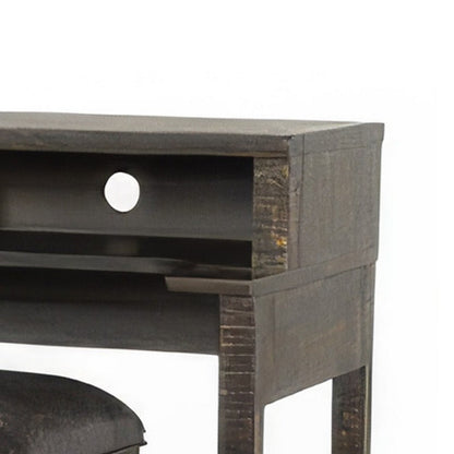 Flint Console Table with 3 Compartments, 74 Inch, Dark Brown Mahogany