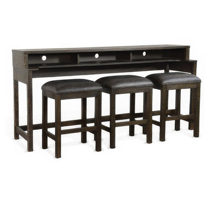 Flint Console Table with 3 Compartments, 74 Inch, Dark Brown Mahogany