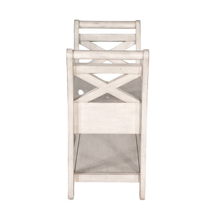 Sime 36 Inch Accent Bench, X-Panel and Storage, Ivory White Mahogany