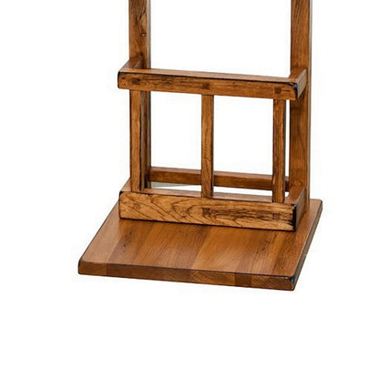 Marv Side Table with Magazine Rack, 13 Inch, Rustic Oak Finish Wood
