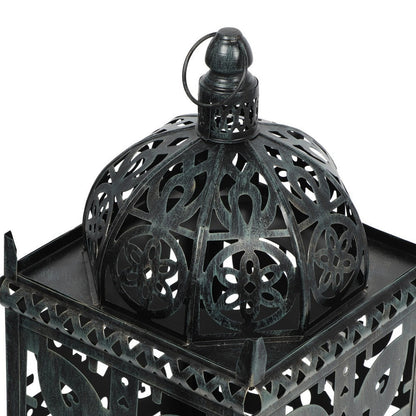 Sus Candle Holder Lantern, 15 Inch Dome Lid, Black Iron Metal Cover