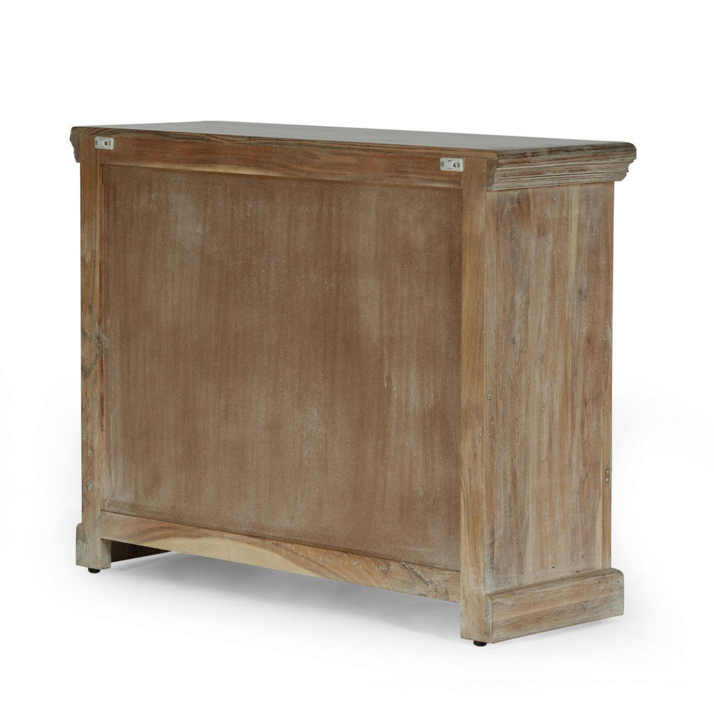 40x14 Wide Dresser Chest, 3 Drawers, White Walnut Brown Acacia Wood