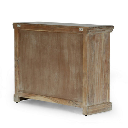 40x14 Wide Dresser Chest, 3 Drawers, White Walnut Brown Acacia Wood