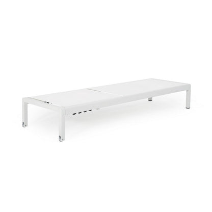 Kory Outdoor Lounge Chaise, 78 Inch White Mesh Fabric and Aluminum