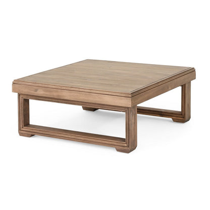 Chelsie Outdoor Coffee Table, Slatted Top, Brown Wood, Square 28 Inch