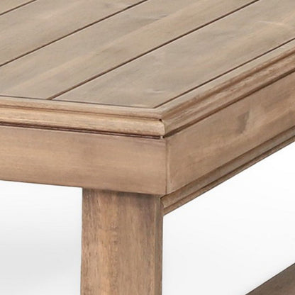 Chelsie Outdoor Coffee Table, Slatted Top, Brown Wood, Square 28 Inch