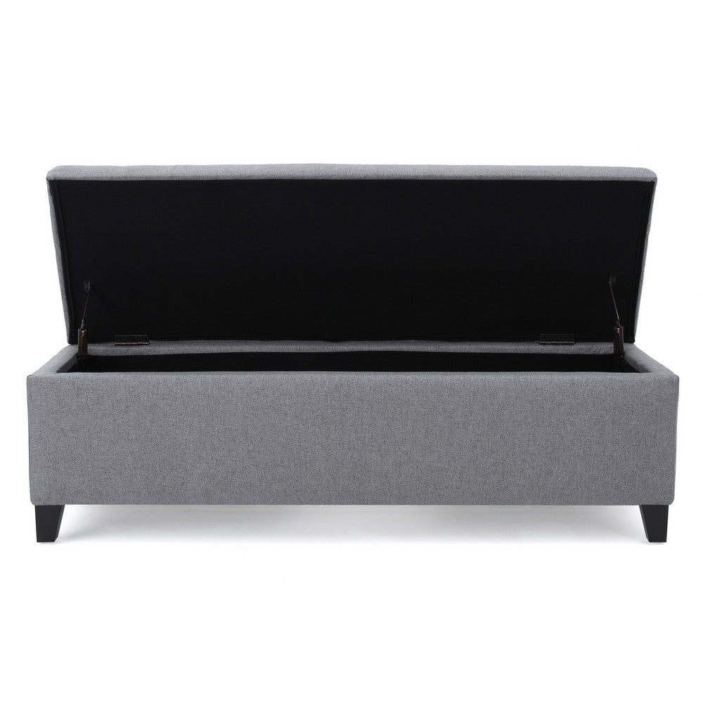 Flash Storage Ottoman Bench, Light Gray Fabric, Gray Wood, 51 Inch