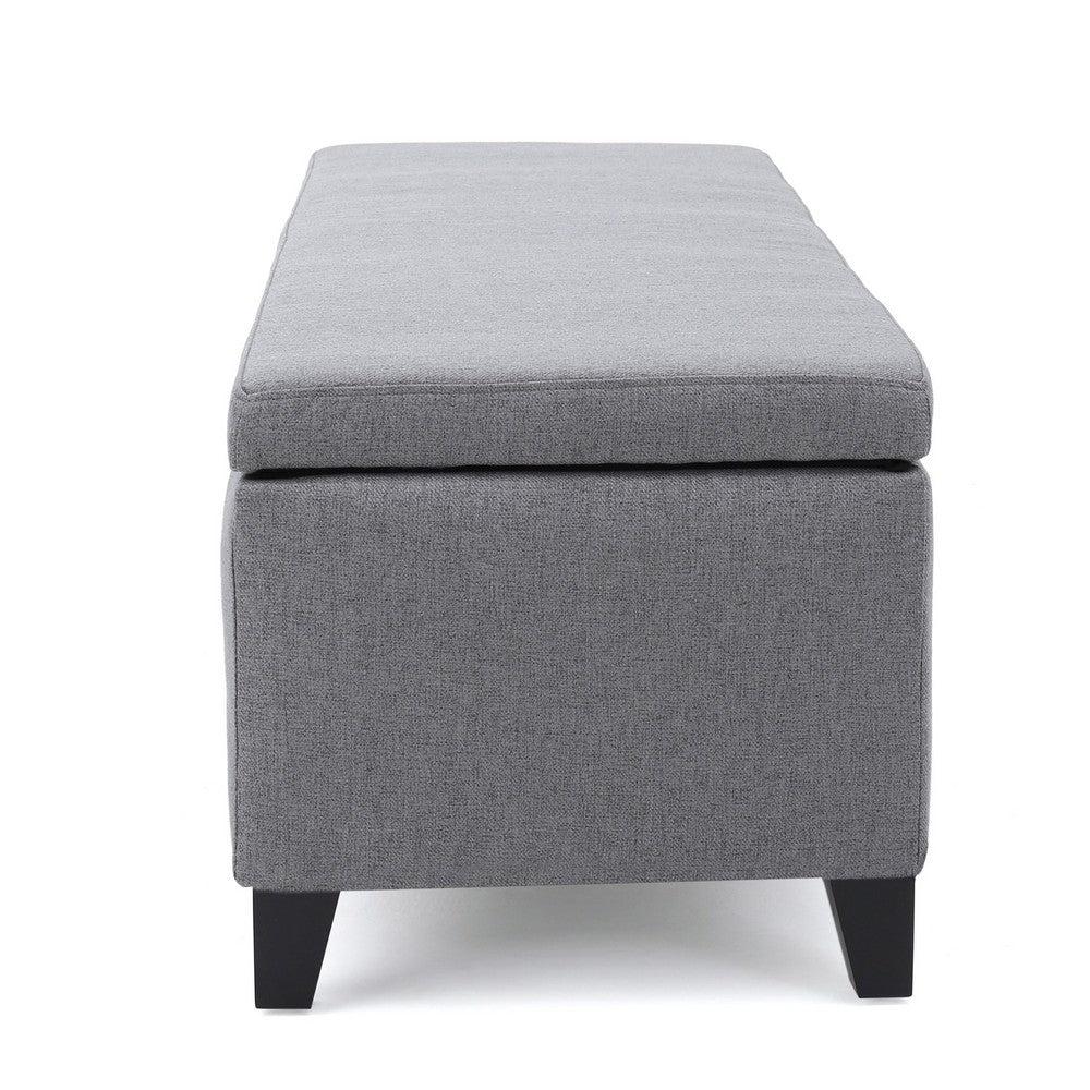 Flash Storage Ottoman Bench, Light Gray Fabric, Gray Wood, 51 Inch