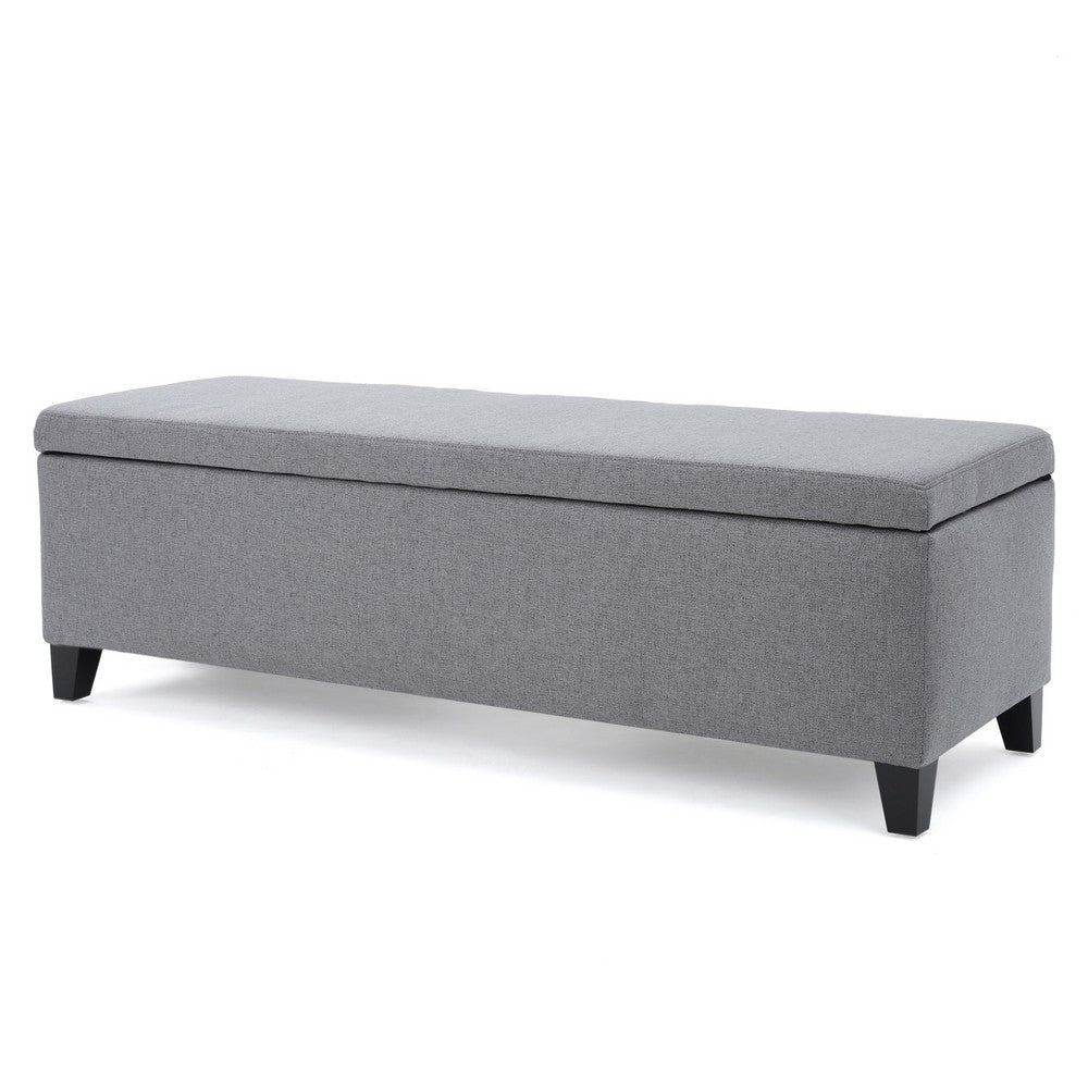 Flash Storage Ottoman Bench, Light Gray Fabric, Gray Wood, 51 Inch