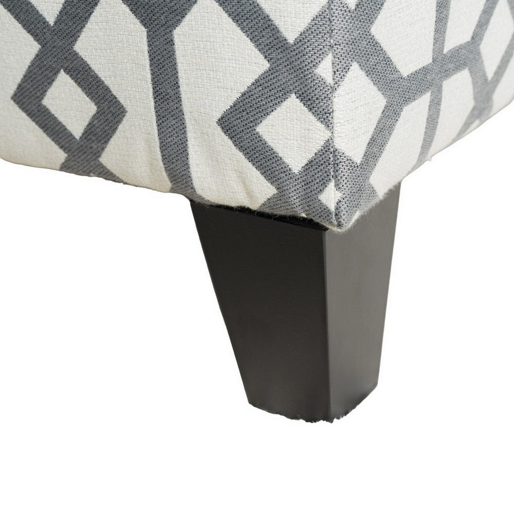 Flash Storage Ottoman Bench, Light Gray Geometric Print Fabric 51 Inch