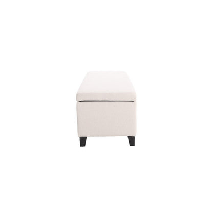 Elias Ottoman Bench with Storage, 51 Inch Rectangular, White Fabric