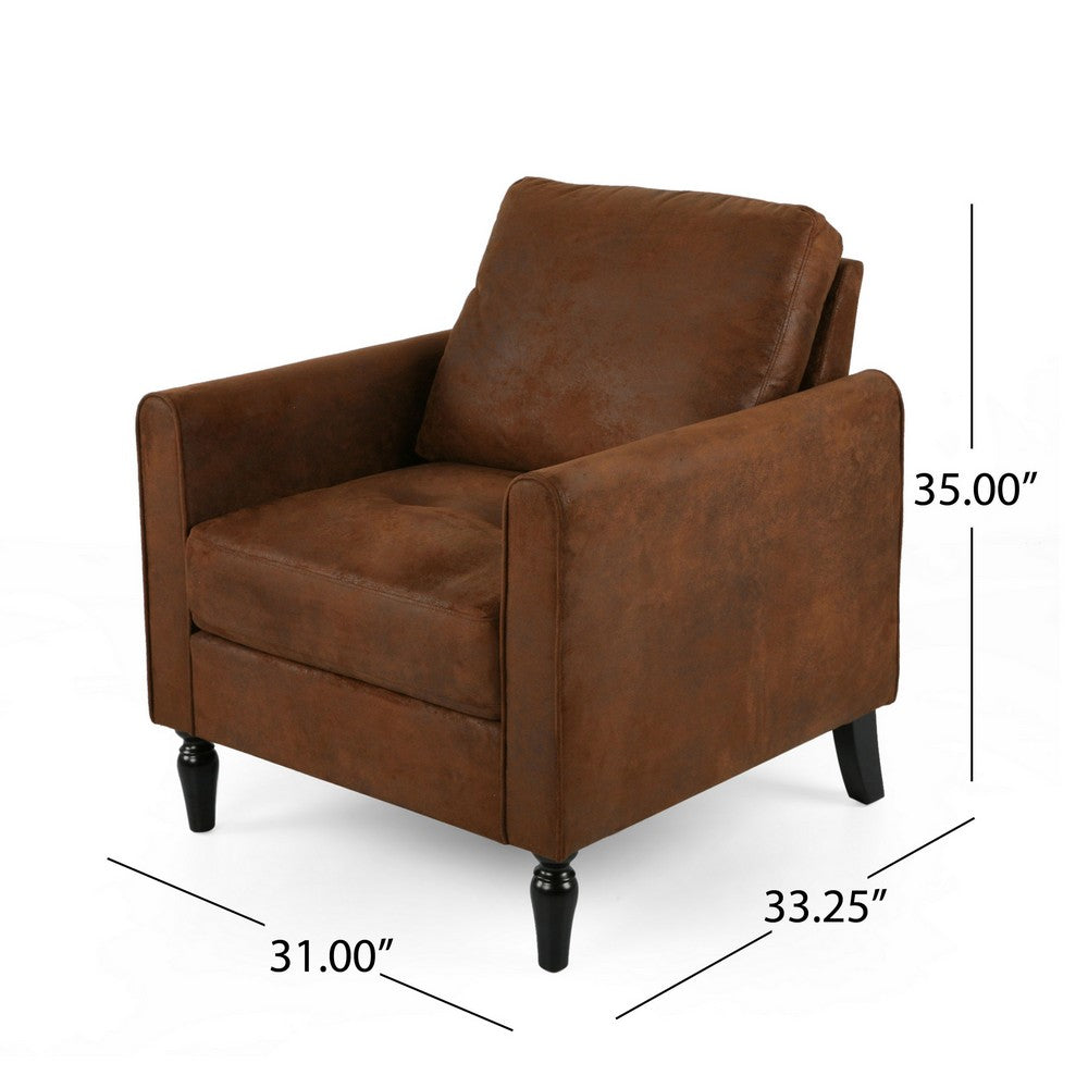 Ada Accent Chair, Plush Pillow Back, Textured Brown Microfiber Design