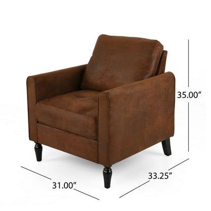 Ada Accent Chair, Plush Pillow Back, Textured Brown Microfiber Design
