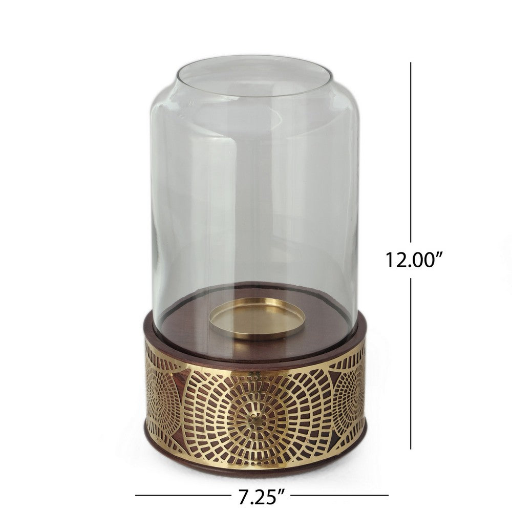 Decorative 12 Inch Candle Holder Hurrican with Rounded Glass Cover