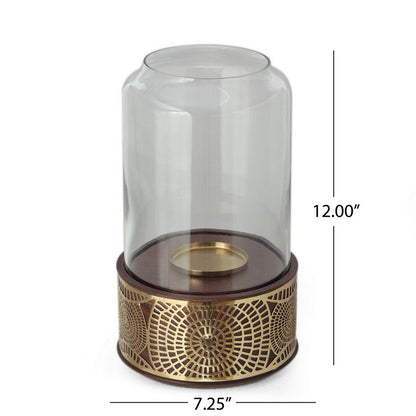 Decorative 12 Inch Candle Holder Hurrican with Rounded Glass Cover