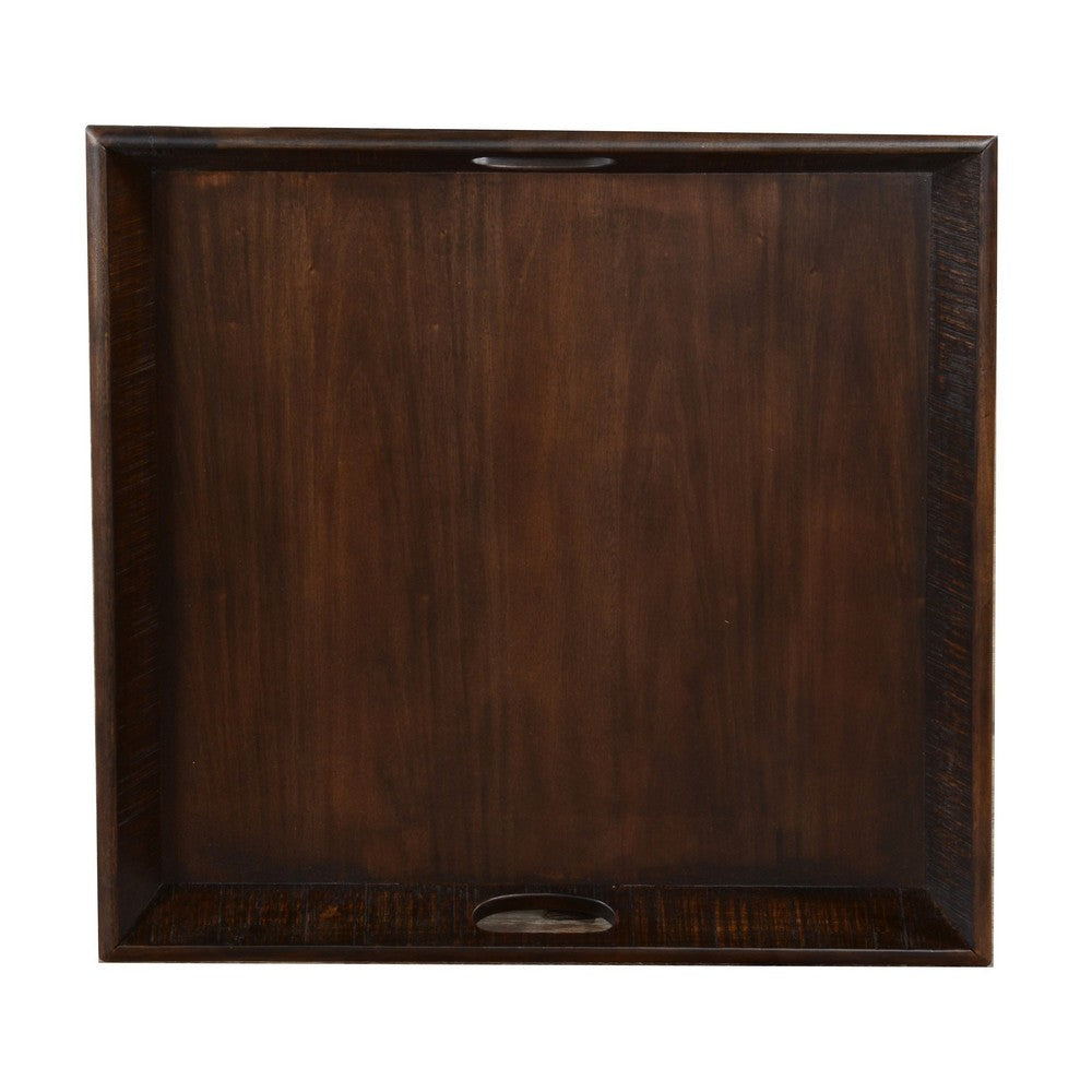 Flint Decorative Serving Tray, 27x27 Square Dark Rustic Oak Brown