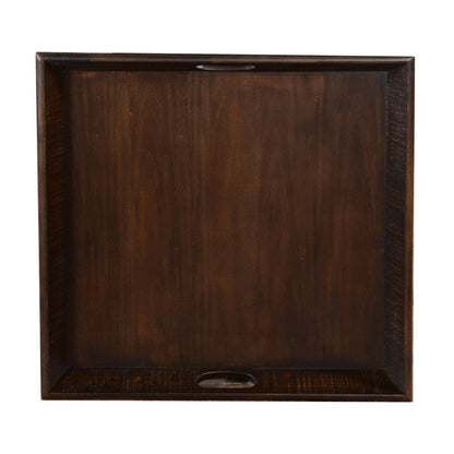 Flint Decorative Serving Tray, 27x27 Square Dark Rustic Oak Brown
