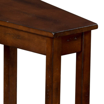 Odel Chairside Table with Shelf, 24 Inch Angled Dark Brown Mahogany