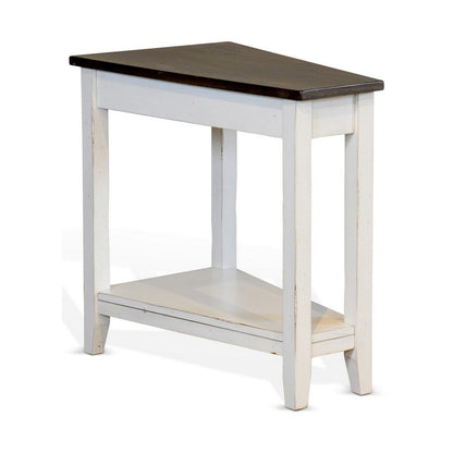 Orso Chairside Table, Shelf, 24 Inch Angled Brown Top, White Mahogany