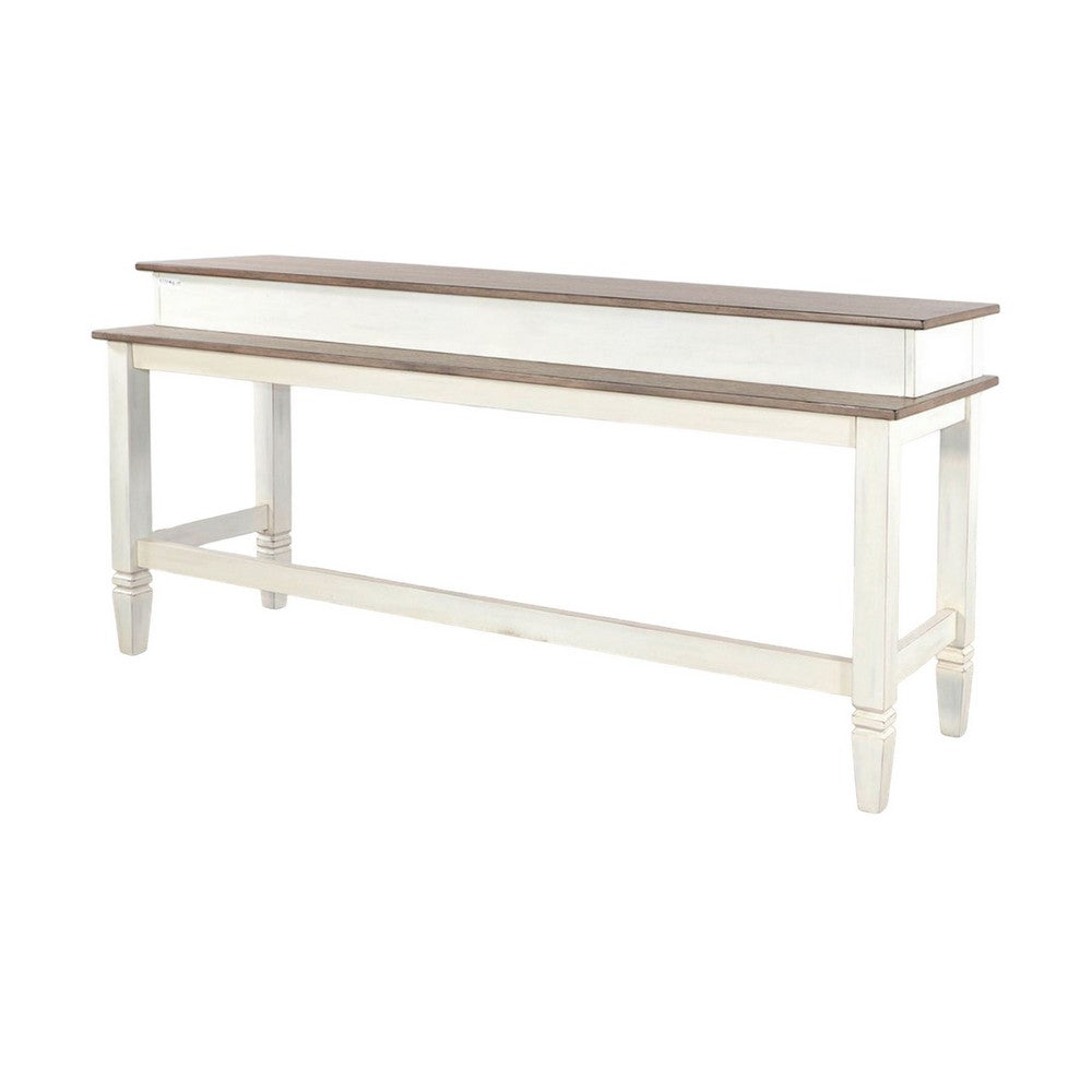 Dean Console Table, USB and Cubbies, 76 Inch Rectangular Brown, White