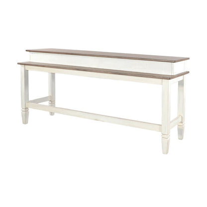 Dean Console Table, USB and Cubbies, 76 Inch Rectangular Brown, White
