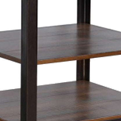 Ayka Side End Table w 2 Shelf, Nailhead, 24 Inch Rectangular Brown
