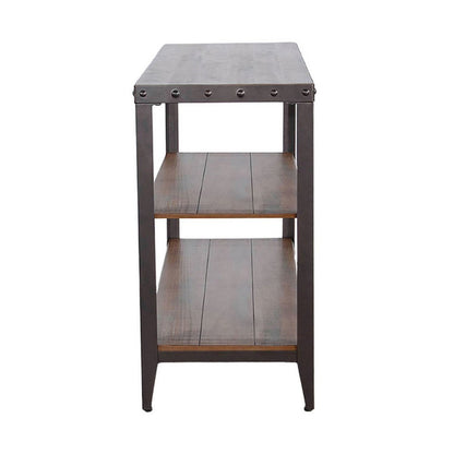 Ayka Sofa Table w Shelf, Nailhead Accent, 48 Inch Rectangular Brown