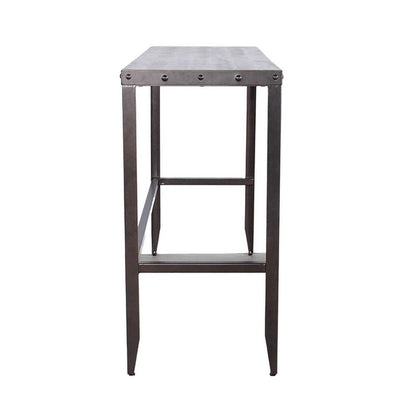 Ayka Sofa Bar Table w Nailhead Accent, 60 Inch Rectangular Brown Wood