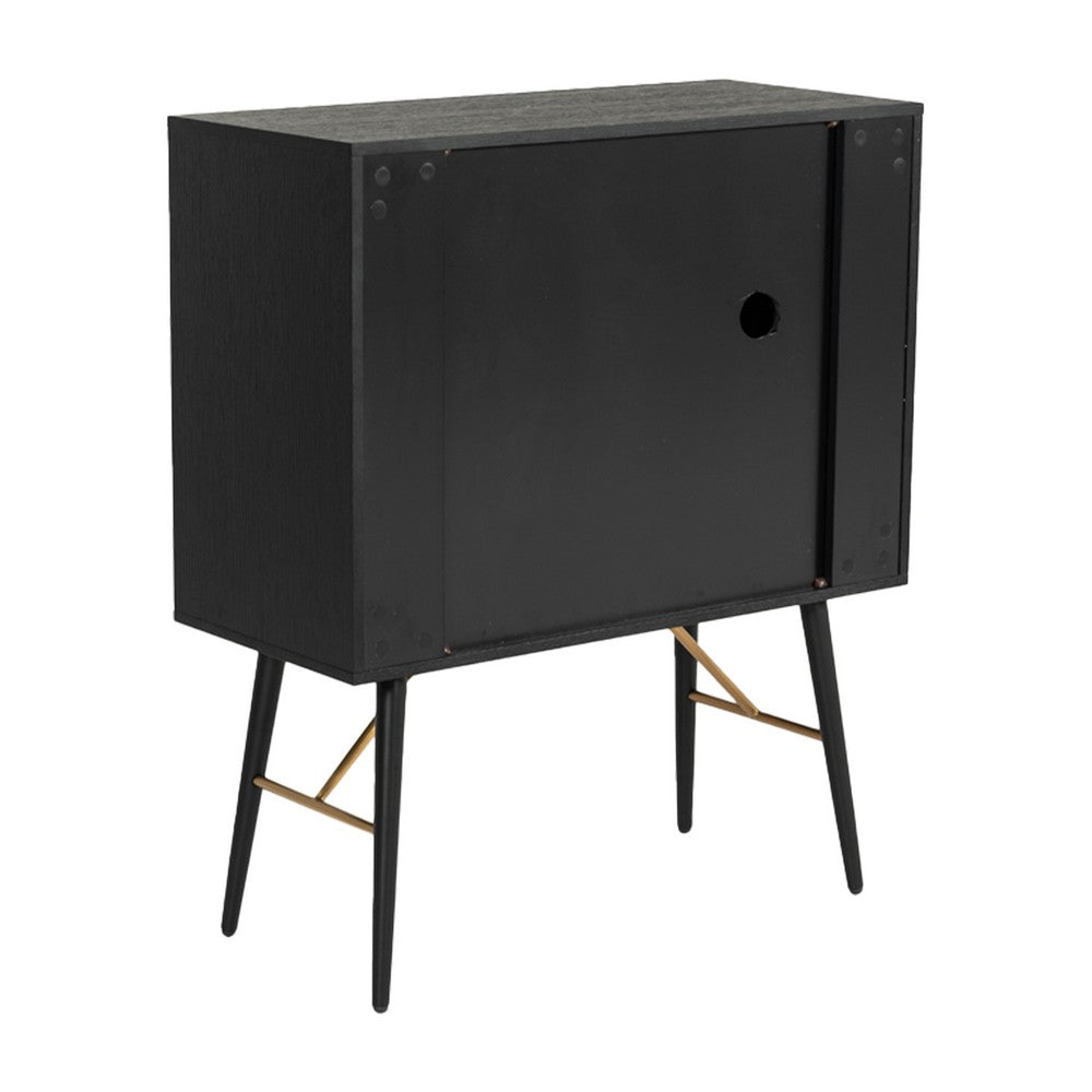 Belo Accent Buffet Sideboard, 6 Shelves, Gold Accent, Black, 42 Inch
