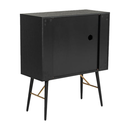 Belo Accent Buffet Sideboard, 6 Shelves, Gold Accent, Black, 42 Inch