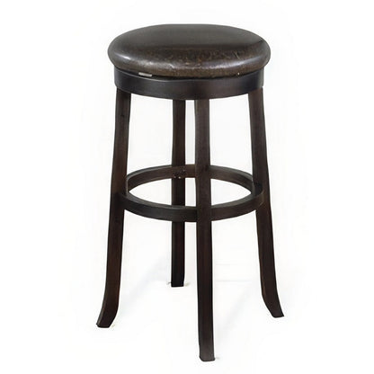 Elon Swivel Barstool Set of 2, Black Faux Leather Cushioned, 30 Inch