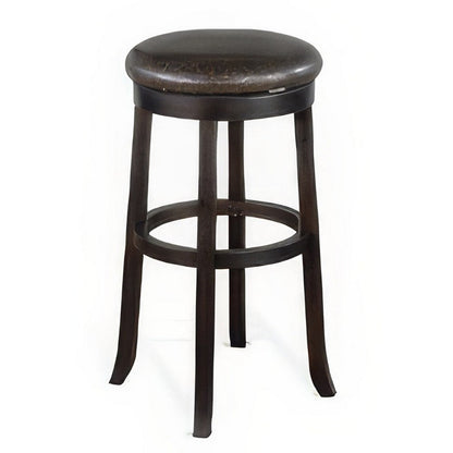 Elon Swivel Barstool Set of 2, Black Faux Leather Cushioned, 30 Inch