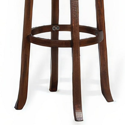 Odel Swivel Barstool Set of 2, Brown Faux Leather, Dark Mahogany