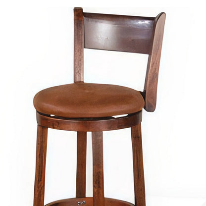 Odel Swivel Barstool Chair Set of 2, Brown Faux Leather, Dark Mahogany