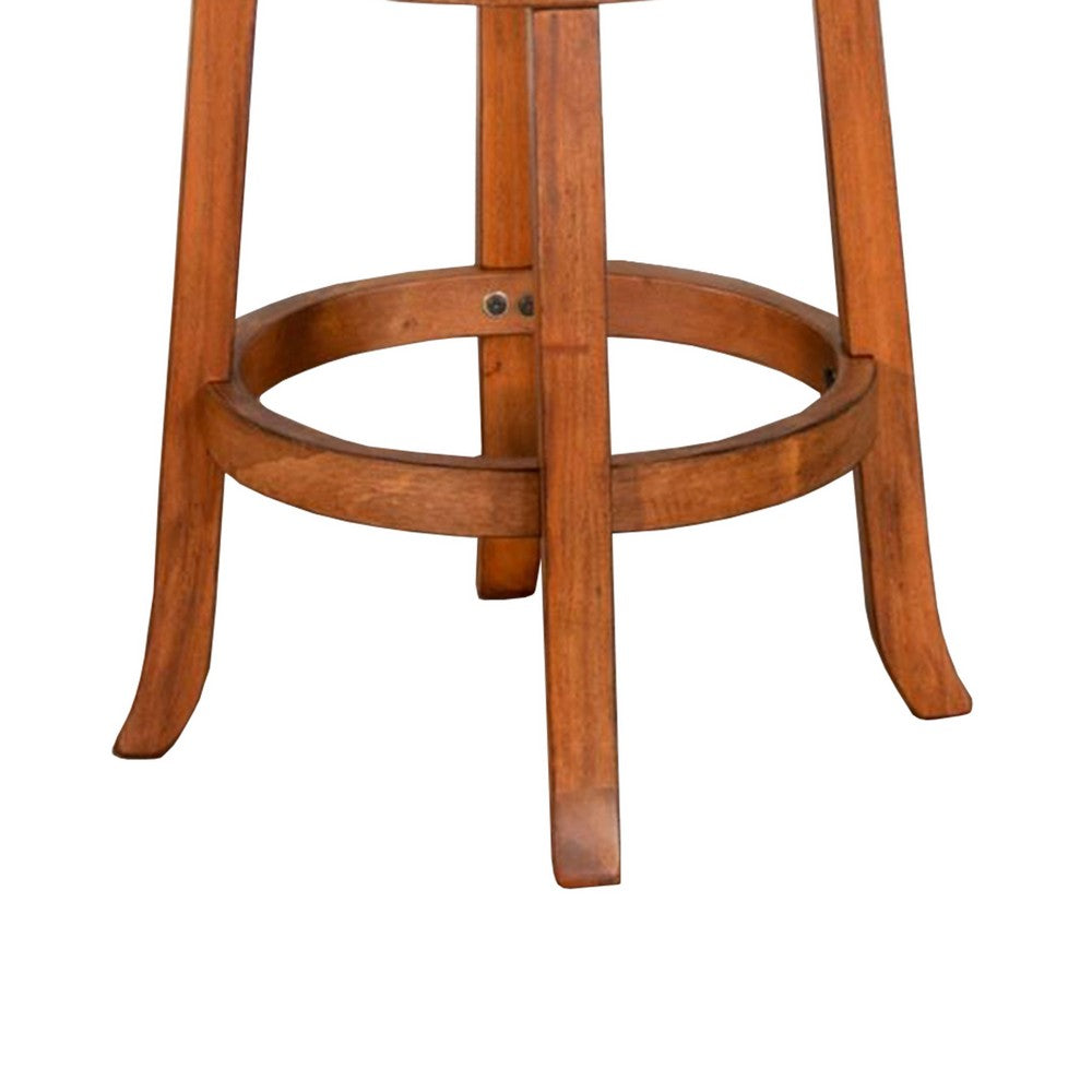 Marv Swivel Counter Height Chair Set of 2, Brown Faux Leather, Wood