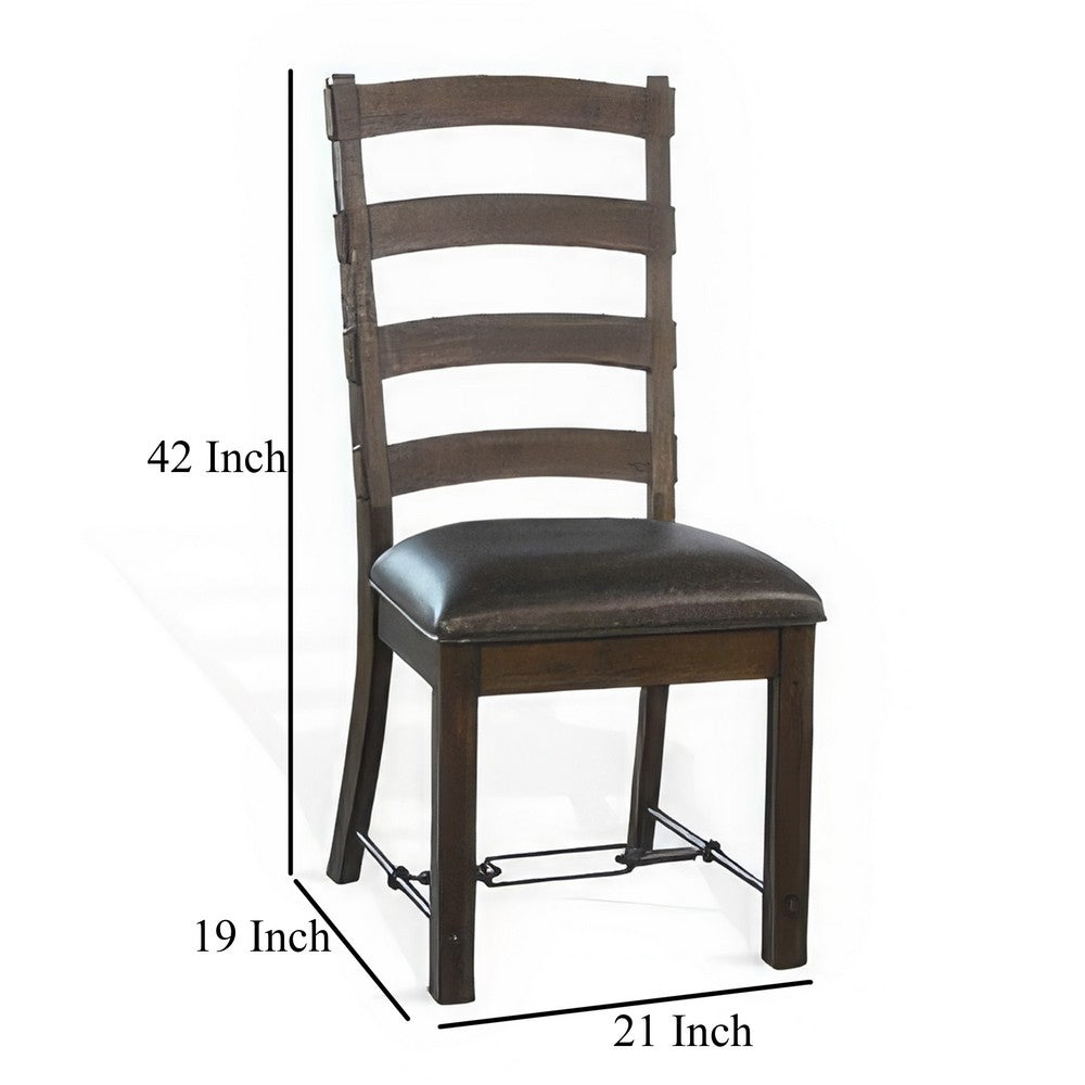Flint Dining Side Chair Set of 2, Fabric, Dark Brown Mahogany, 19 Inch