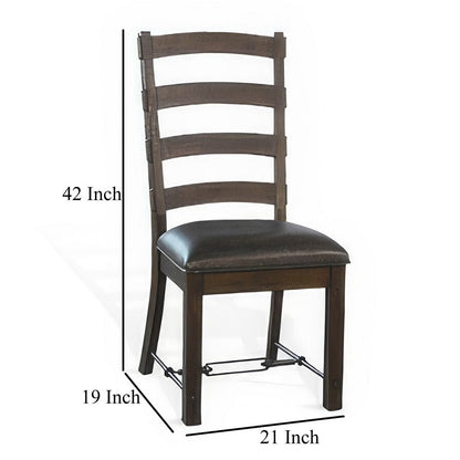 Flint Dining Side Chair Set of 2, Fabric, Dark Brown Mahogany, 19 Inch