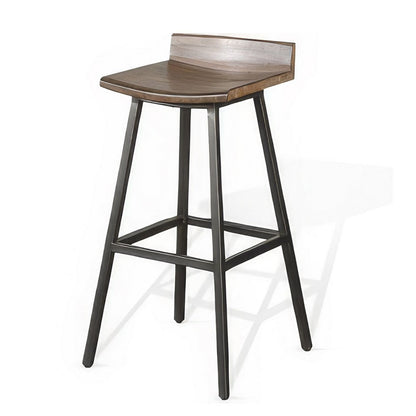 Yael Barstool Set of 2, Low Back, Black, Rustic Brown Mahogany 30 Inch