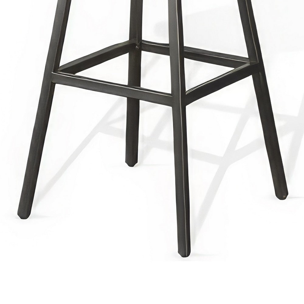 Yael Barstool Set of 2, Low Back, Black, Rustic Brown Mahogany 30 Inch