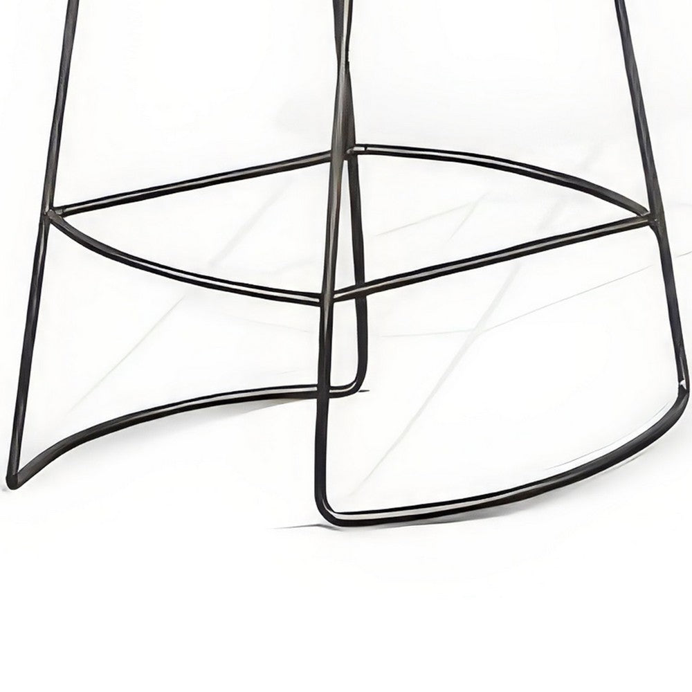 Yael Counter Stool Set of 2, Curved Seat, Rustic Brown Wood, 24 Inch