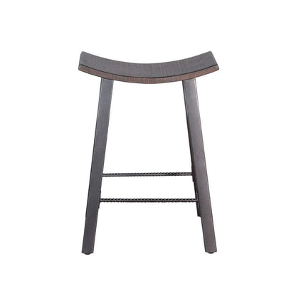 Flint Counter Stool Set of 2, Curved Dark Brown Mahogany, 24 Inch
